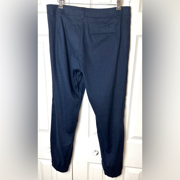 VINCE. Navy Blue Linen Blends Pants Joggers Pleated Front High Rise Waist Ankle - Picture 6 of 12